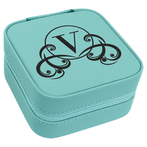 Custom Laserable Leatherette Travel Jewelry Box with Tan Lining 4" X 4" - Etchified - GearOne - 