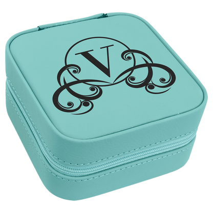Custom Laserable Leatherette Travel Jewelry Box with Tan Lining 4" X 4" - Etchified - GearOne - 
