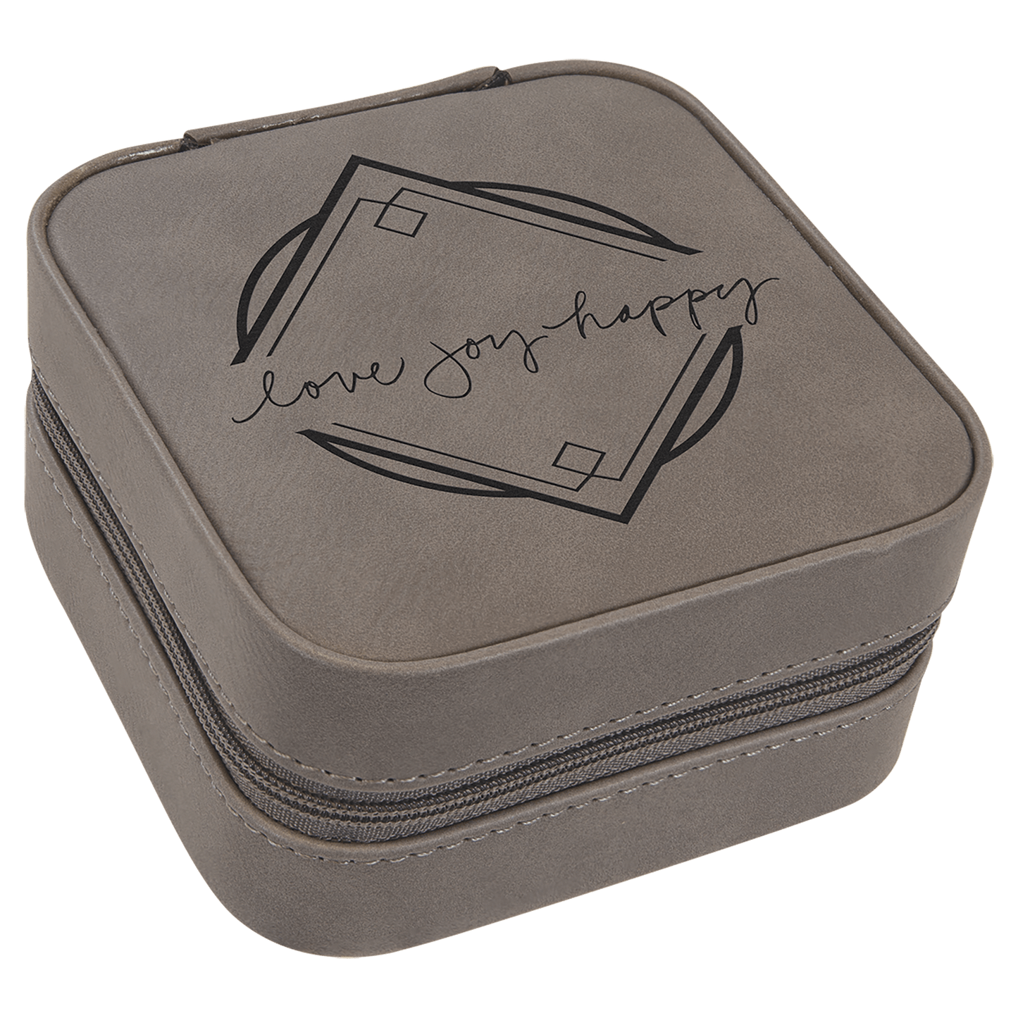 Custom Laserable Leatherette Travel Jewelry Box with Tan Lining 4" X 4" - Etchified - GearOne - 