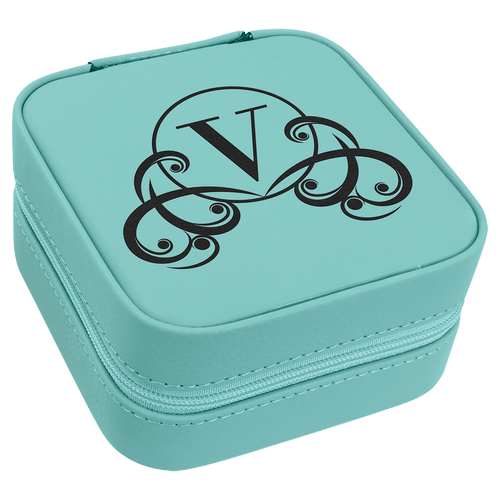 Custom Laserable Leatherette Travel Jewelry Box with Tan Lining 4" X 4" - Etchified - GearOne - 