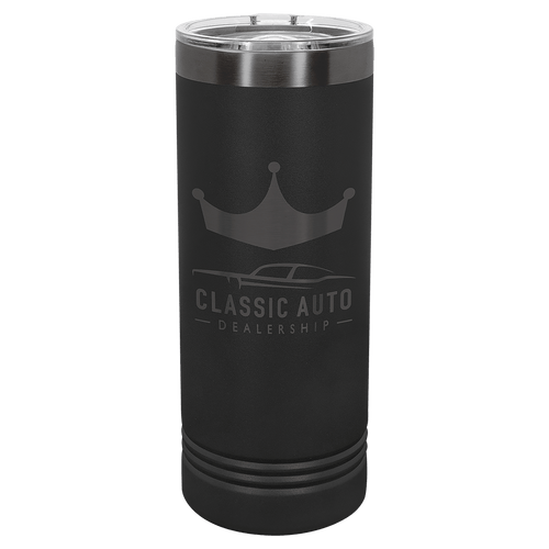 Custom Polar Camel® 22 oz. Ghost Black ION - Plated Skinny Tumbler with Slider Lid - Etchified - Polar Camel - LTM7030