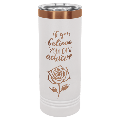 Custom Polar Camel® 22 oz. Rose Gold ION - Plated Skinny Tumbler with Slider Lid - Etchified - Polar Camel - LTM7051