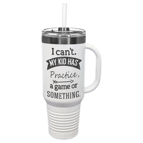 Custom Polar Camel® 40 oz. Ghost Black ION - Plated Travel Mug with Handle & Straw - Etchified - Polar Camel - 