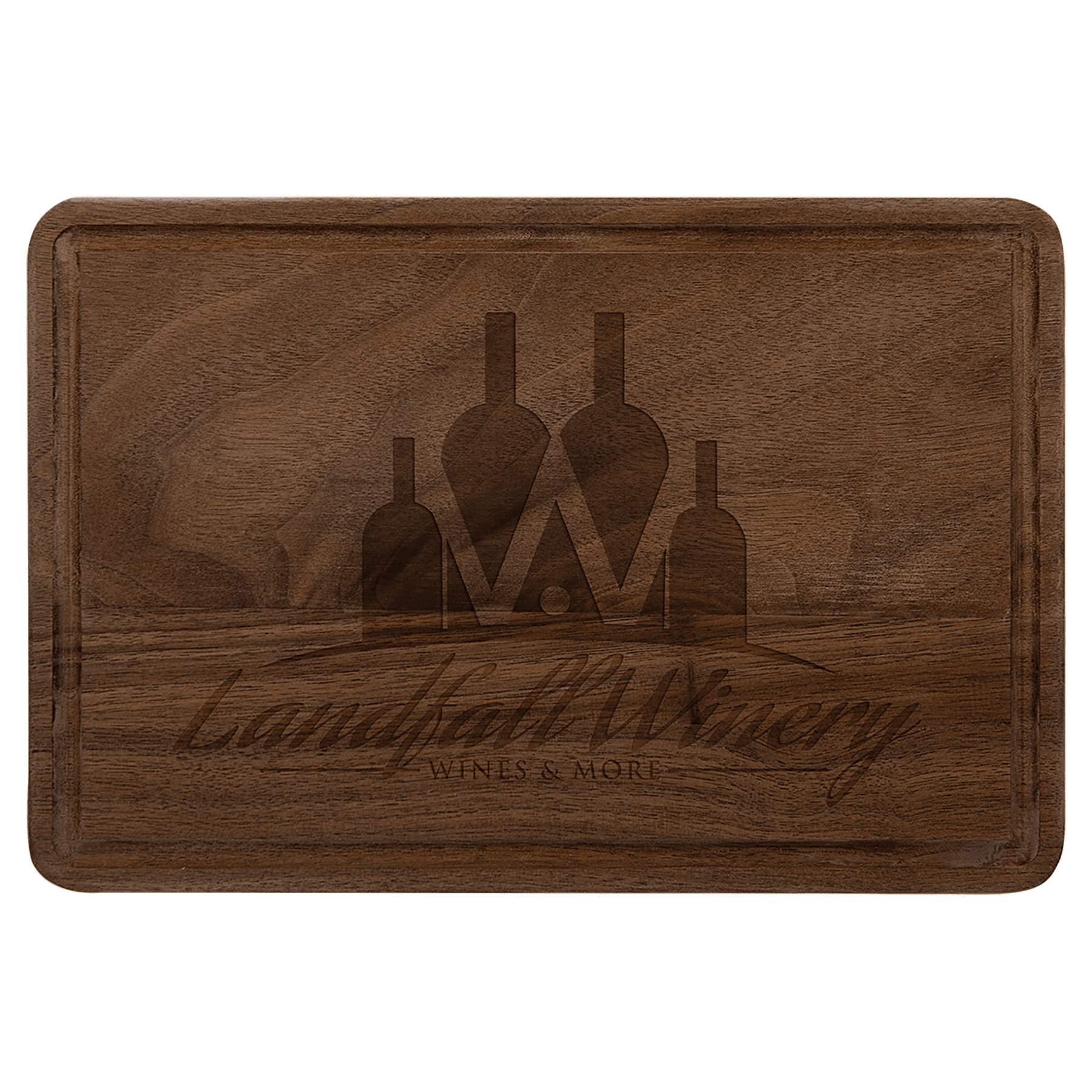 Custom Walnut Cutting Board with Drip Ring with Laser Engraved Logo - Etchified - Etchified - GFT491