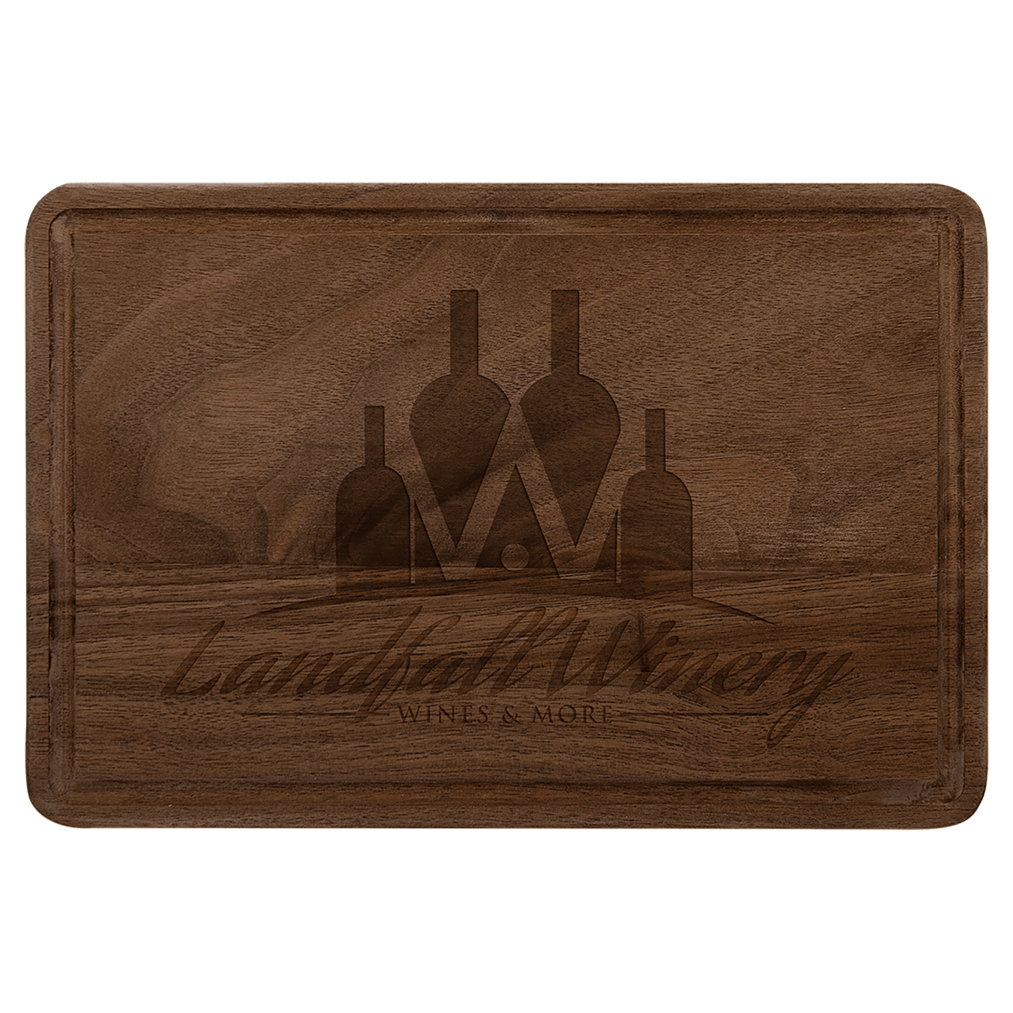 Custom Walnut Cutting Board with Drip Ring with Laser Engraved Logo - Etchified - Etchified - GFT492