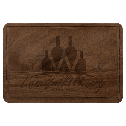 Custom Walnut Cutting Board with Drip Ring with Laser Engraved Logo - Etchified - Etchified - GFT492