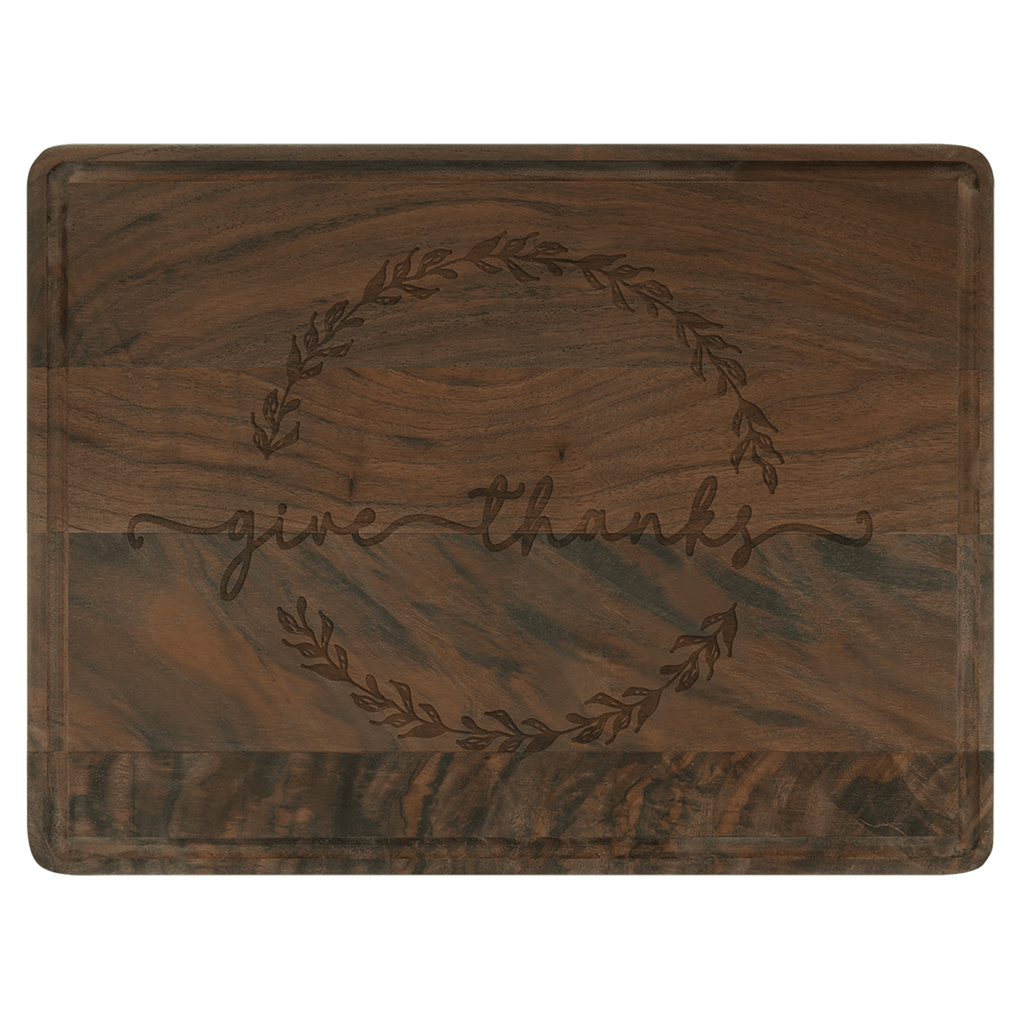 Custom Walnut Cutting Board with Drip Ring with Laser Engraved Logo - Etchified - Etchified - GFT492