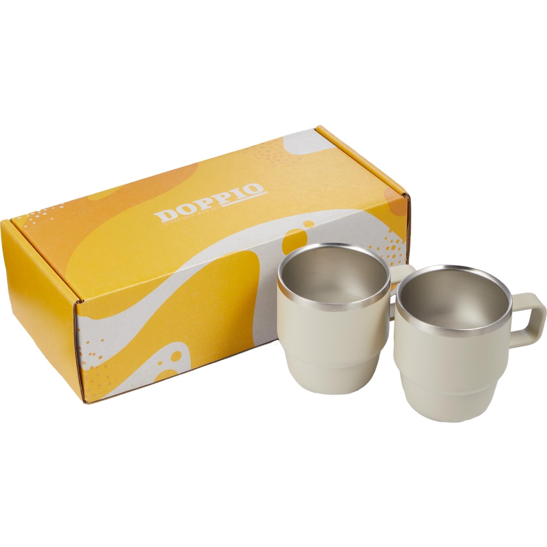 Doppio Stackable Recycled Mug Set 6oz - Etchified - GearOne - 1602-12BK