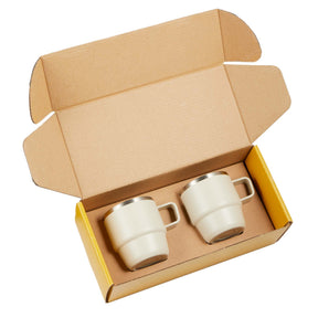 Doppio Stackable Recycled Mug Set 6oz - Etchified - GearOne - 1602-12BK