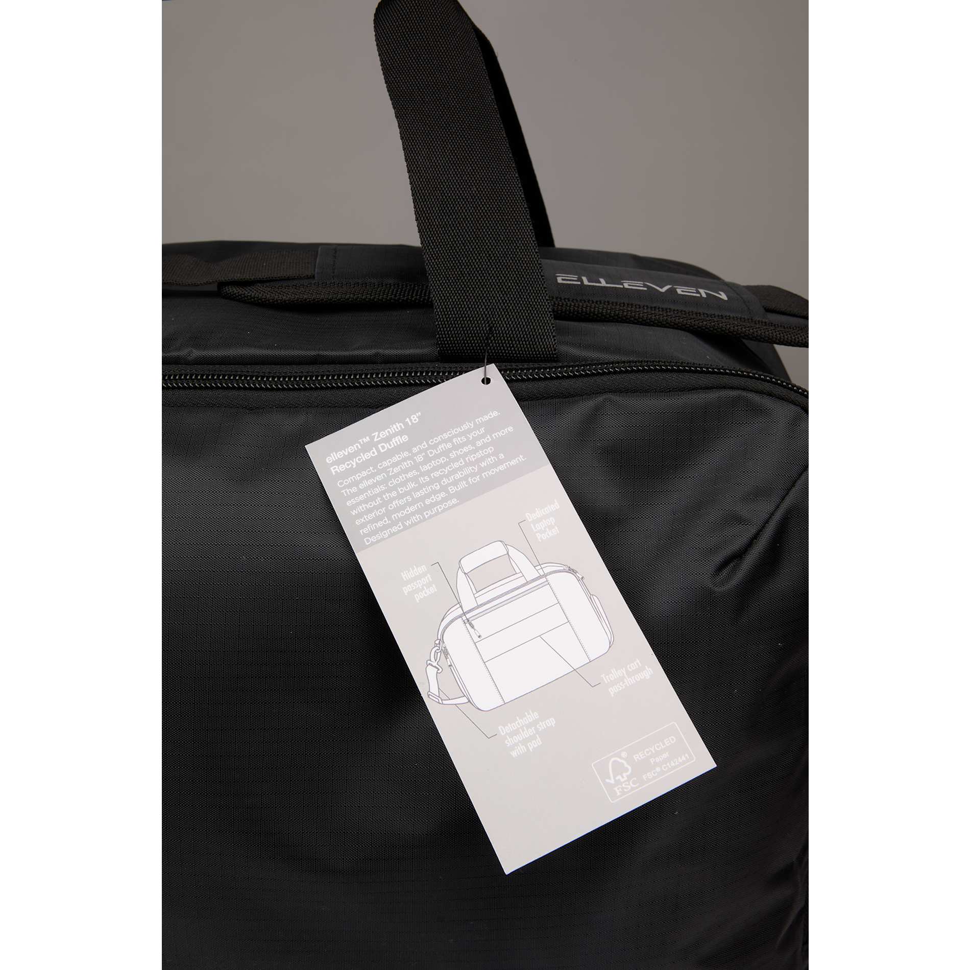 Elleven Zenith 18" Recycled Duffle Bag - Etchified - Etchified - 1111-15BK