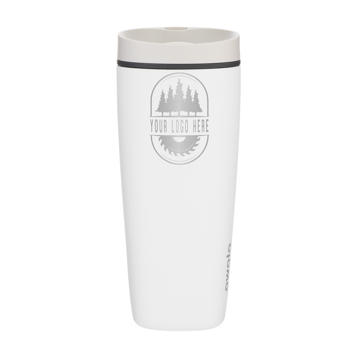 Custom Owala SmoothSip Slider 20oz with Laser Engraving - shy marshmallow, engraved logo, back