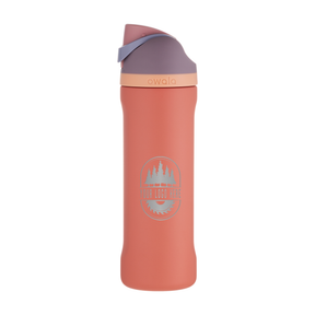 Custom Owala FreeSip 24oz with Laser Engraving - terracotta sunset, engraved logo, side 1
