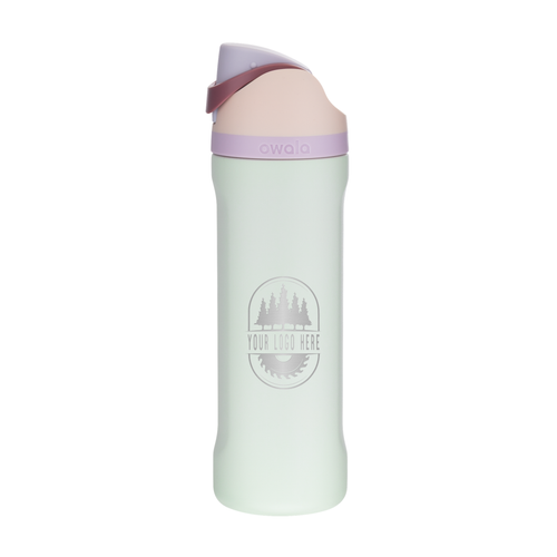 Custom Owala FreeSip 24oz with Laser Engraving - coastal mist, engraved logo, side 1