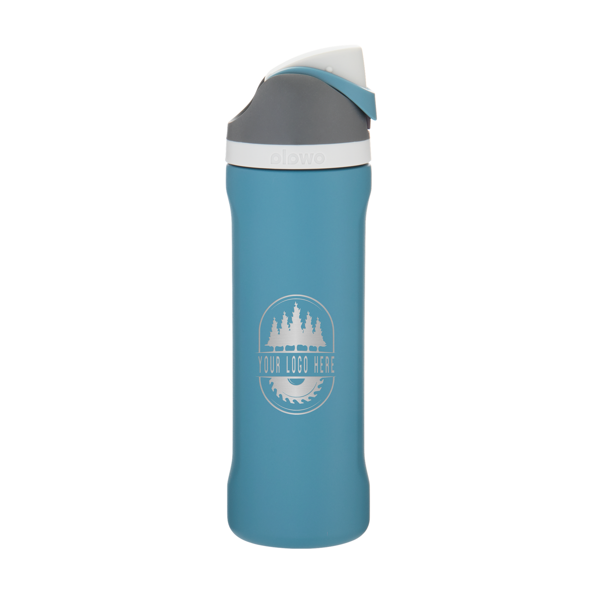Custom Owala FreeSip 24oz with Laser Engraving - blue oasis, engraved logo, side 2