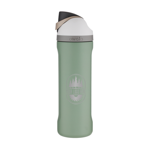 Custom Owala FreeSip 24oz with Laser Engraving - green house, engraved logo, side 1