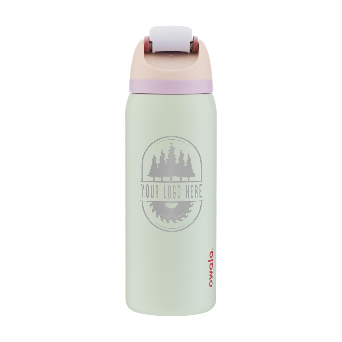 Custom Owala FreeSip 32oz with Laser Engraving - coastal mist, engraved logo, back