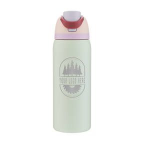 Custom Owala FreeSip 32oz with Laser Engraving - coastal mist, engraved logo, front