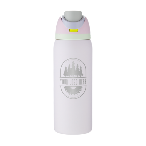Custom Owala FreeSip 32oz with Laser Engraving - candy coated, engraved logo, front
