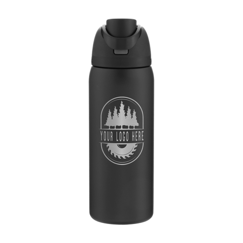 Custom Owala FreeSip 32oz with Laser Engraving - very very dark, engraved logo, front