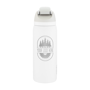 Custom Owala FreeSip 32oz with Laser Engraving - shy marshmallow, engraved logo, back