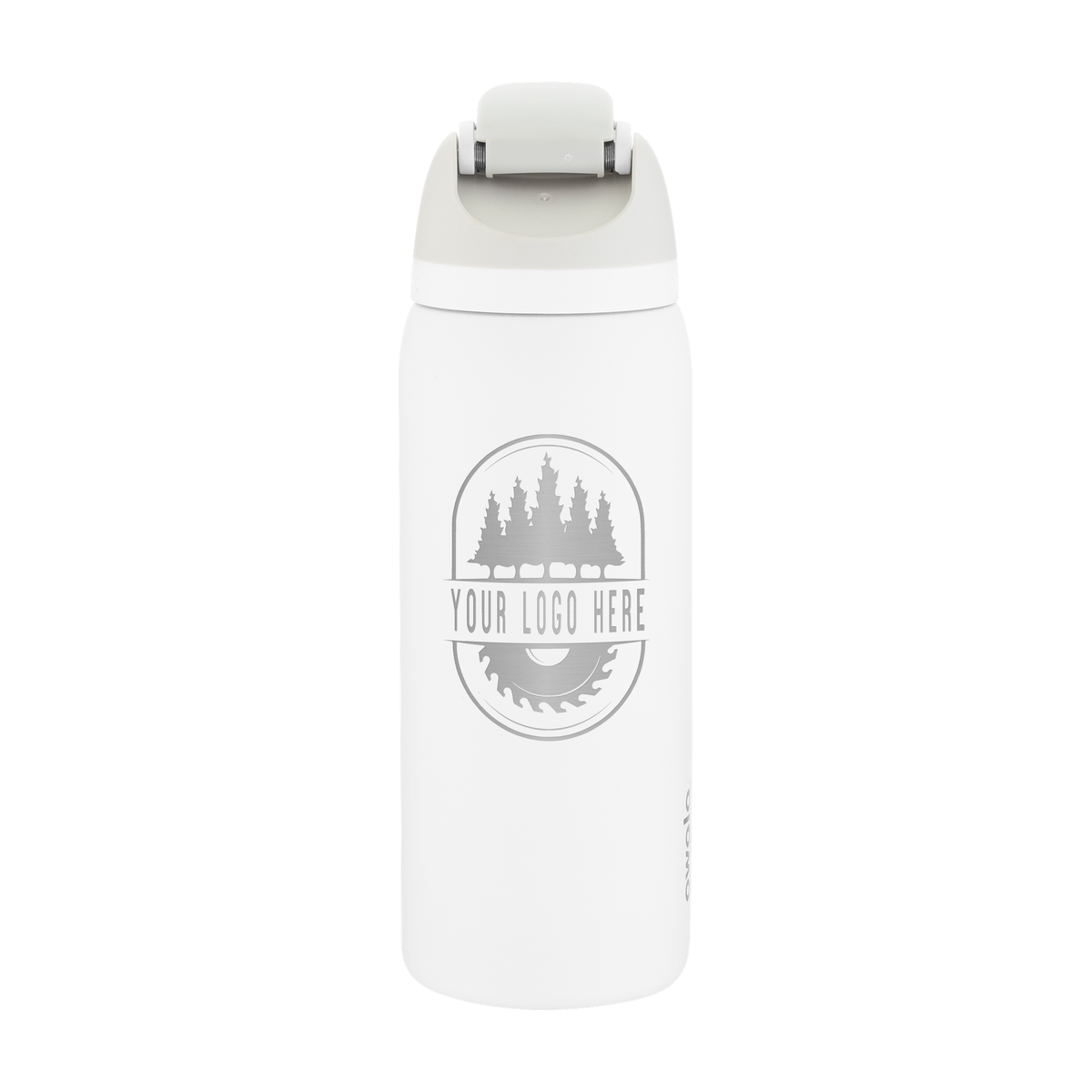 Custom Owala FreeSip 32oz with Laser Engraving - shy marshmallow, engraved logo, back