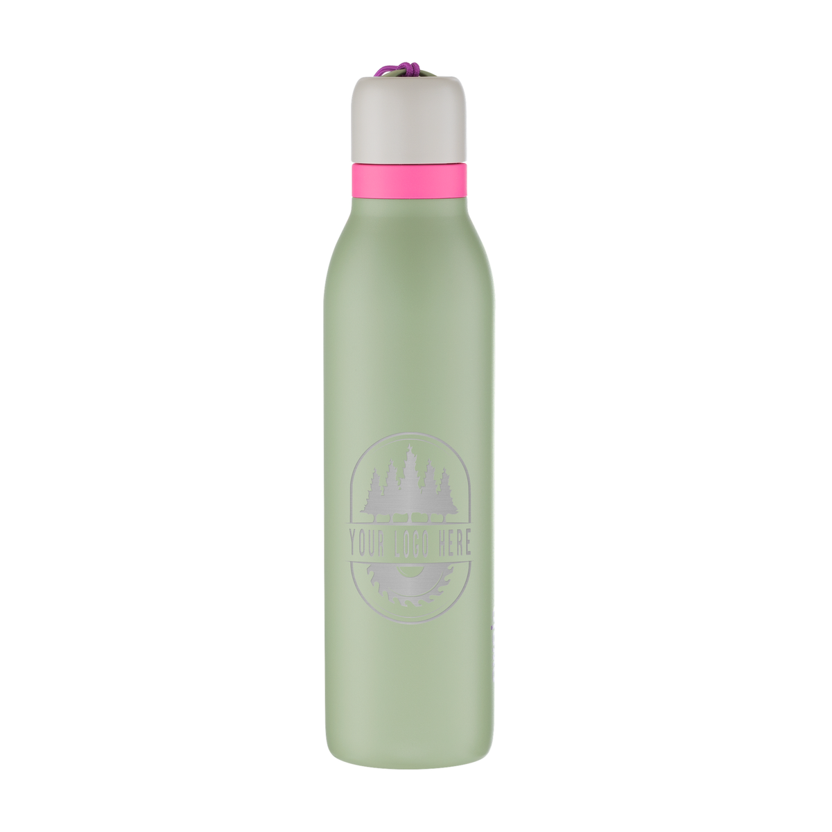 Custom Owala FreeSip Twist 24oz with Laser Engraving - neo sage, engraved logo, back