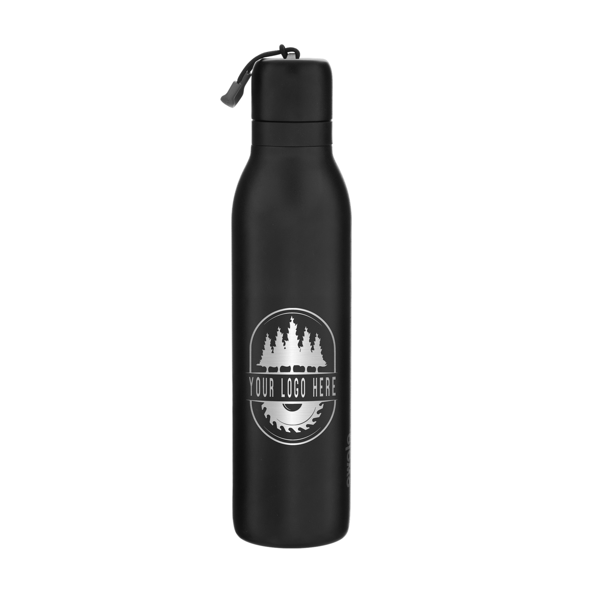 Custom Owala FreeSip Twist 24oz with Laser Engraving - very very dark, engraved logo, back