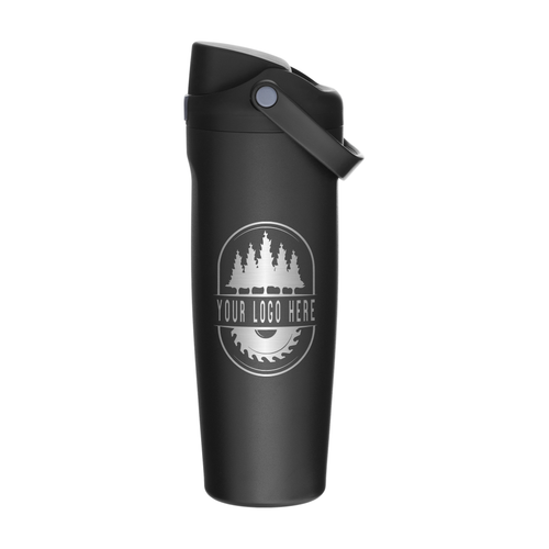 Custom Owala FreeSip Sway 30oz with Laser Engraving - very very dark, engraved logo, side 1