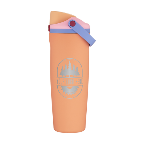 Custom Owala FreeSip Sway 30oz with Laser Engraving - tangy tango, engraved logo, side 1