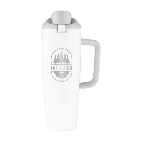 Custom Owala FreeSip Tumbler 30oz with Laser Engraving - shy marshmallow, engraved logo, front