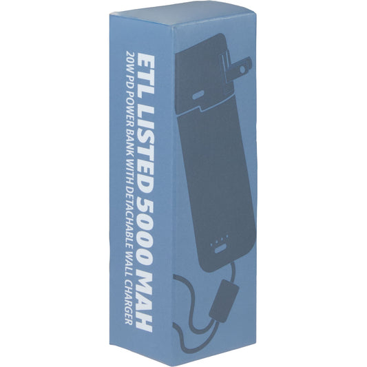 ETL Listed 5000 mAh 20W PD Power Bank with AC Plug - Etchified - Etchified - 7122-35WH