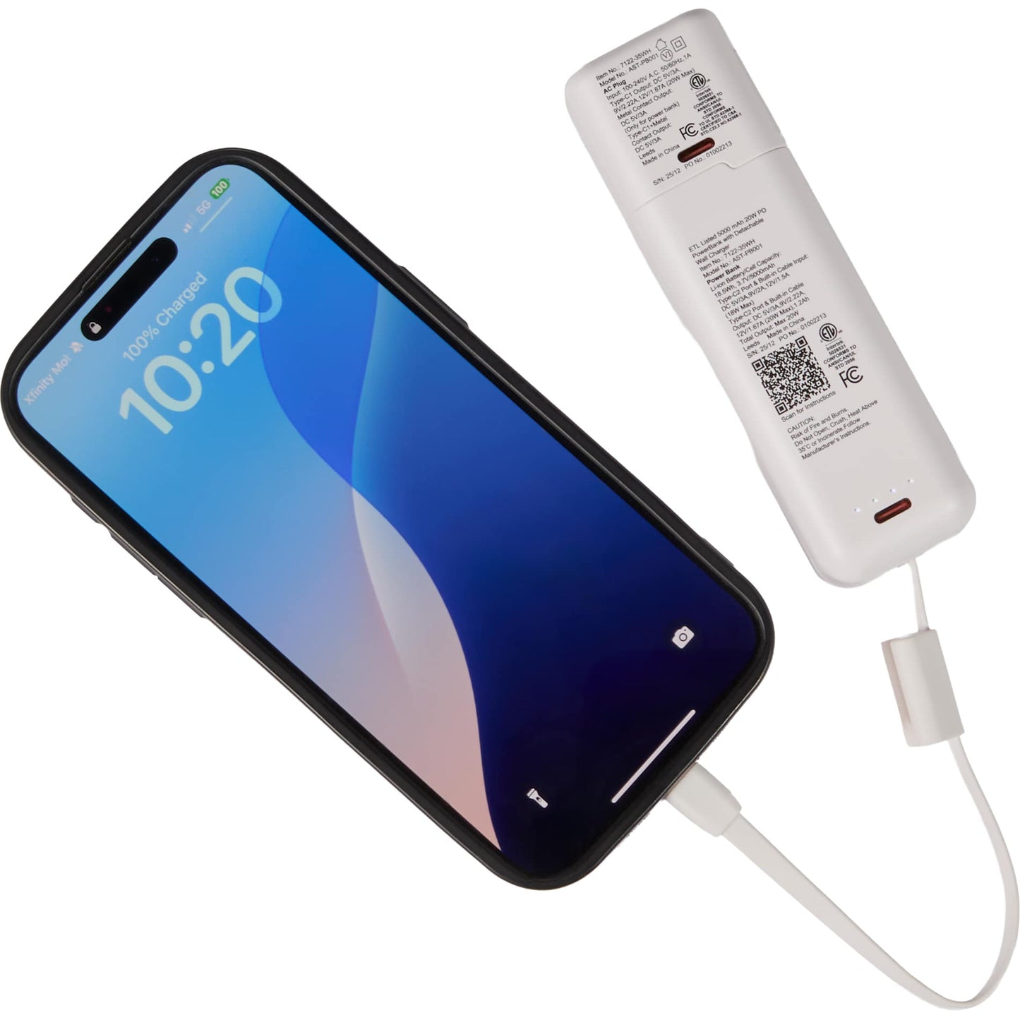 ETL Listed 5000 mAh 20W PD Power Bank with AC Plug - Etchified - Etchified - 7122-35WH