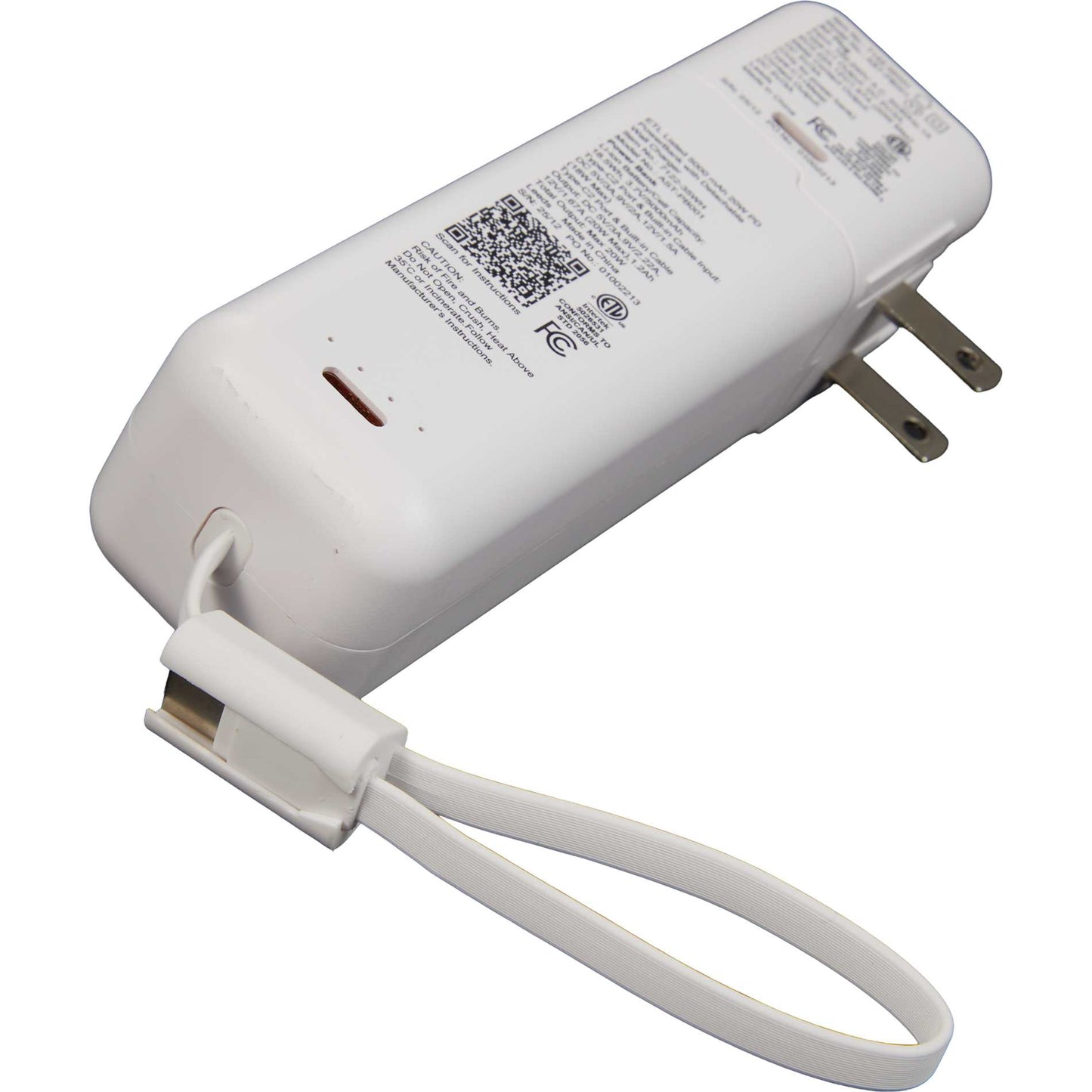 ETL Listed 5000 mAh 20W PD Power Bank with AC Plug - Etchified - Etchified - 7122-35WH