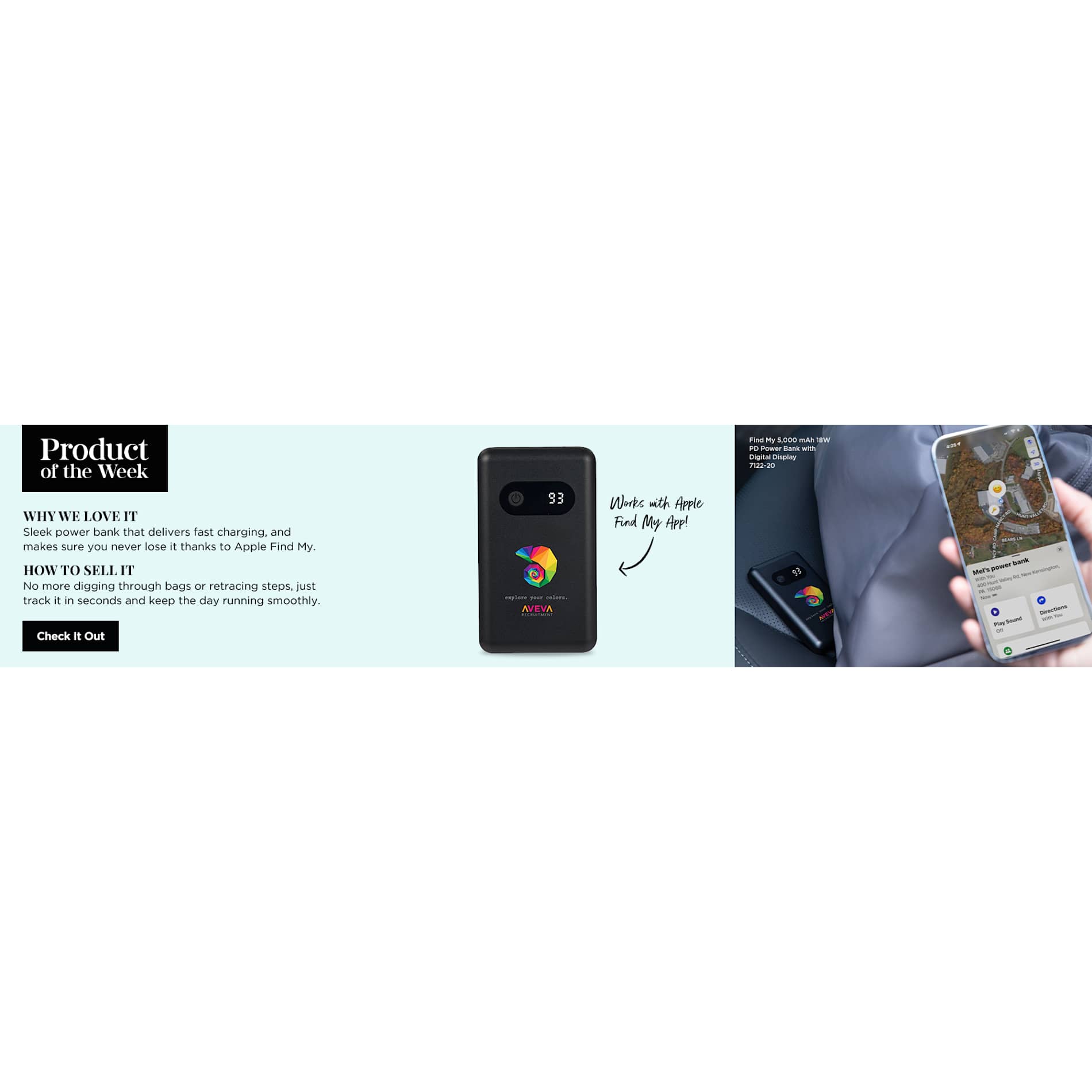 Find My 5000 mAh 18W PD Power Bank/Digital Display - Etchified - PCNA (Leed's/Bullet/Trimark) - 7122-20BK
