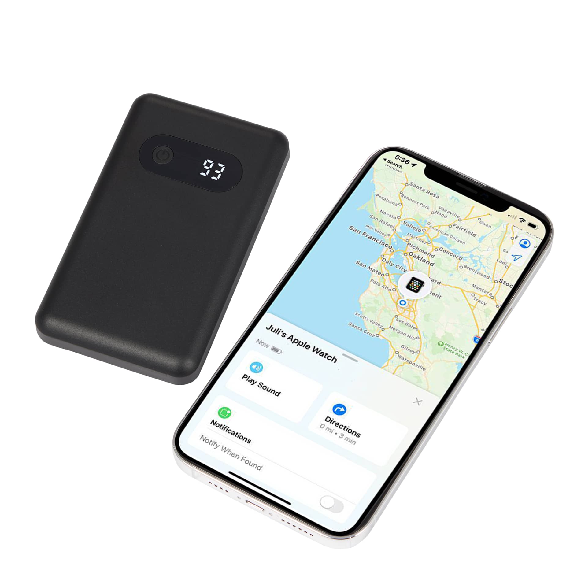 Find My 5000 mAh 18W PD Power Bank/Digital Display - Etchified - PCNA (Leed's/Bullet/Trimark) - 7122-20BK
