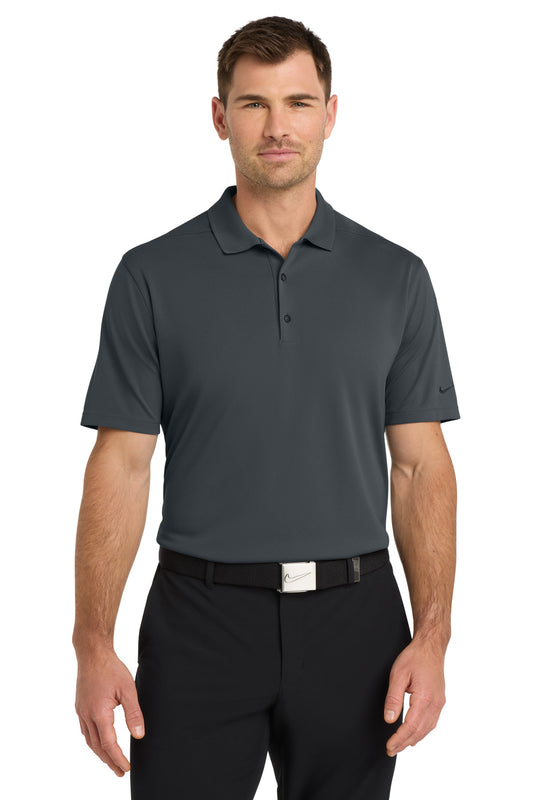 Front View of Anthracite Nike Dri-FIT Micro Pique 2.0 Polo NKDC1963