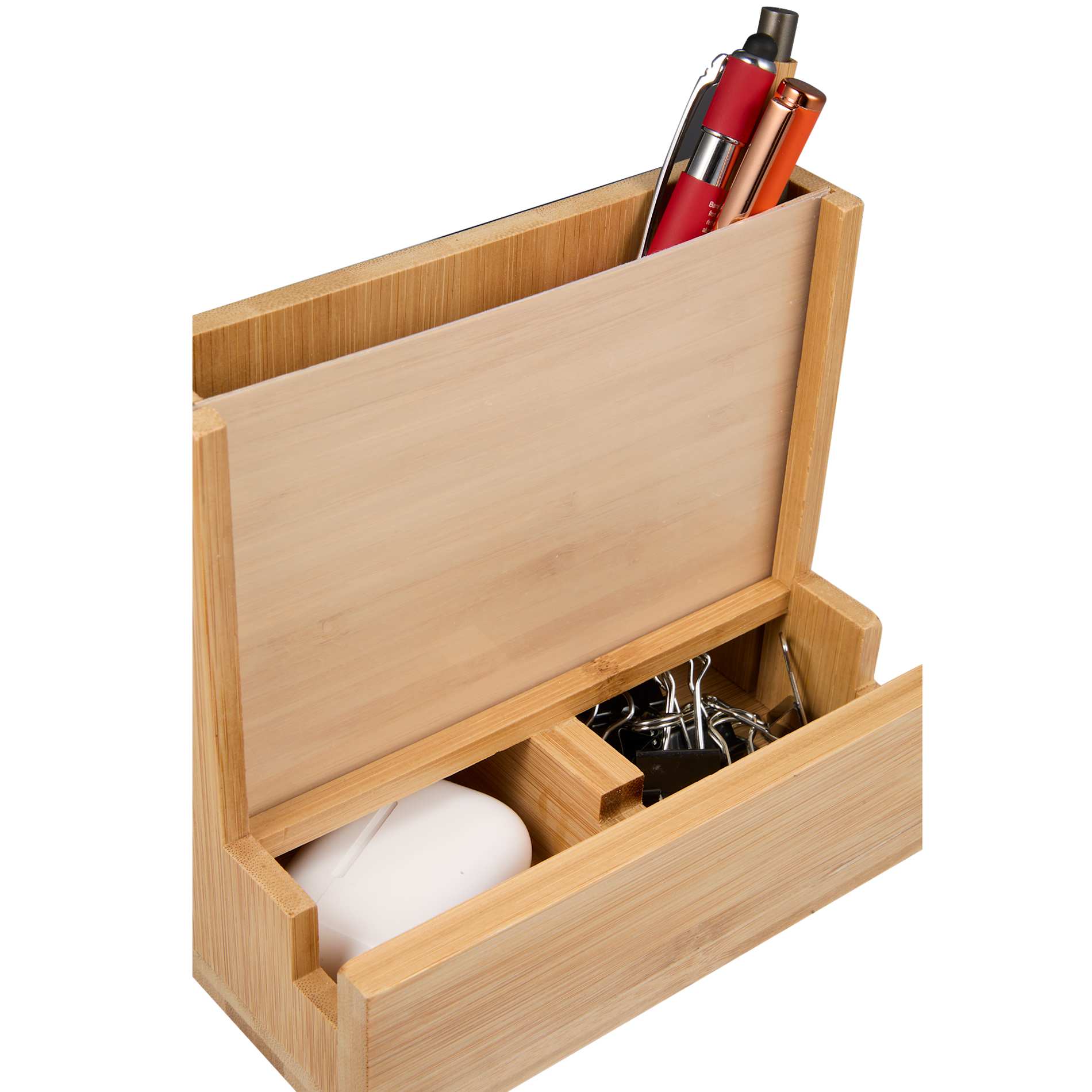 FSC® 100% Bamboo Photo Frame Desktop Organizer - Etchified - Etchified - SM-9035NT