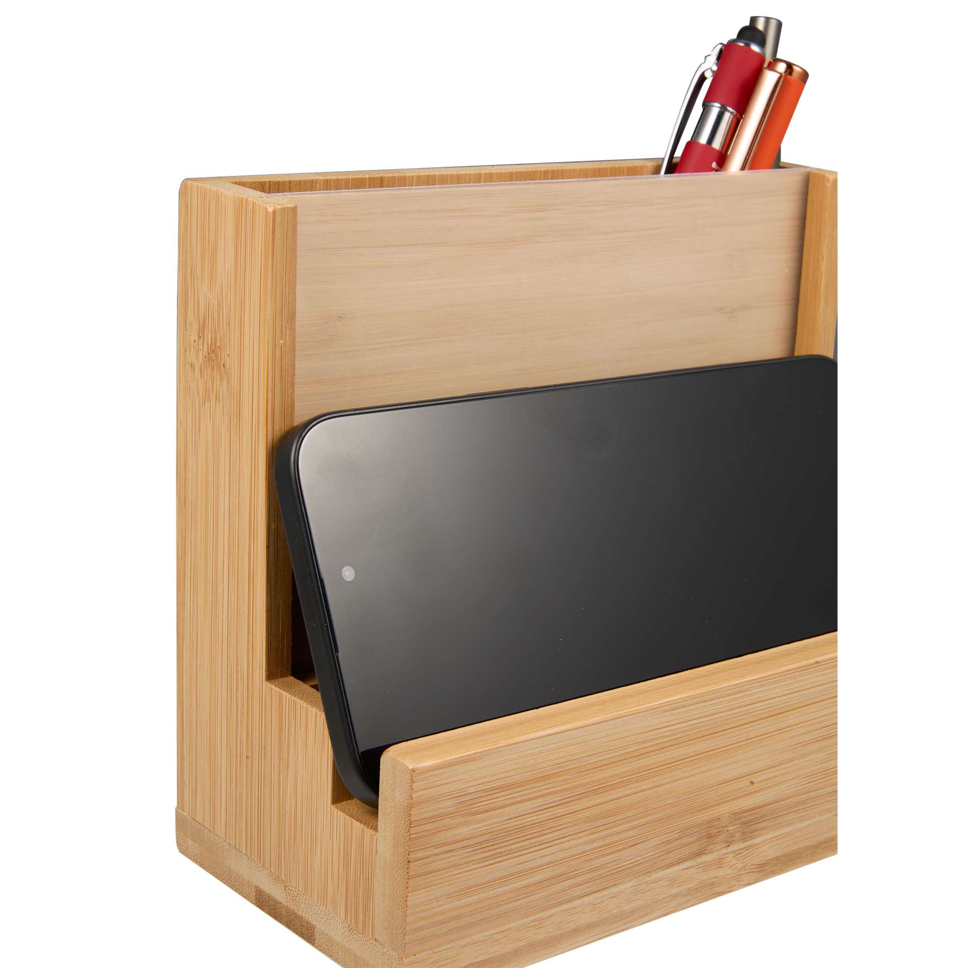 FSC® 100% Bamboo Photo Frame Desktop Organizer - Etchified - Etchified - SM-9035NT