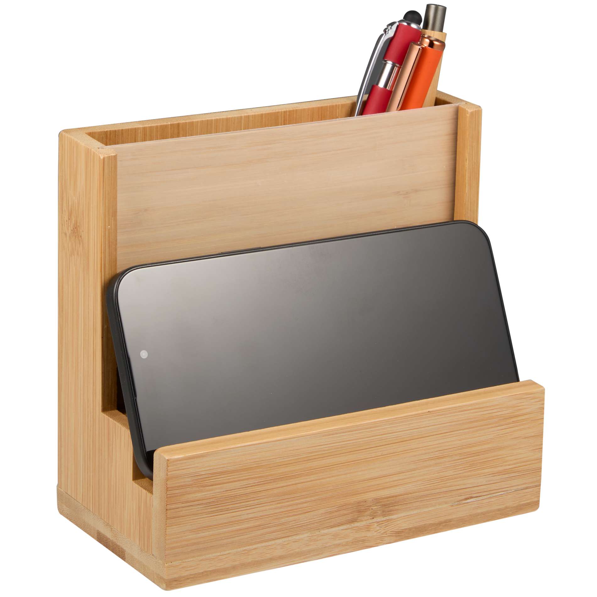 FSC® 100% Bamboo Photo Frame Desktop Organizer - Etchified - Etchified - SM-9035NT