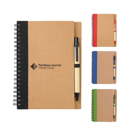 FSC® Mix 5" x 7" Eco Spiral Notebook with Pen - Etchified - Etchified - SM-3468BK