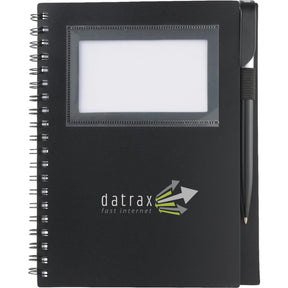 FSC® Mix 5.5" x 7" Star Spiral Notebook with Pen - Etchified - Etchified - SM-3457BK