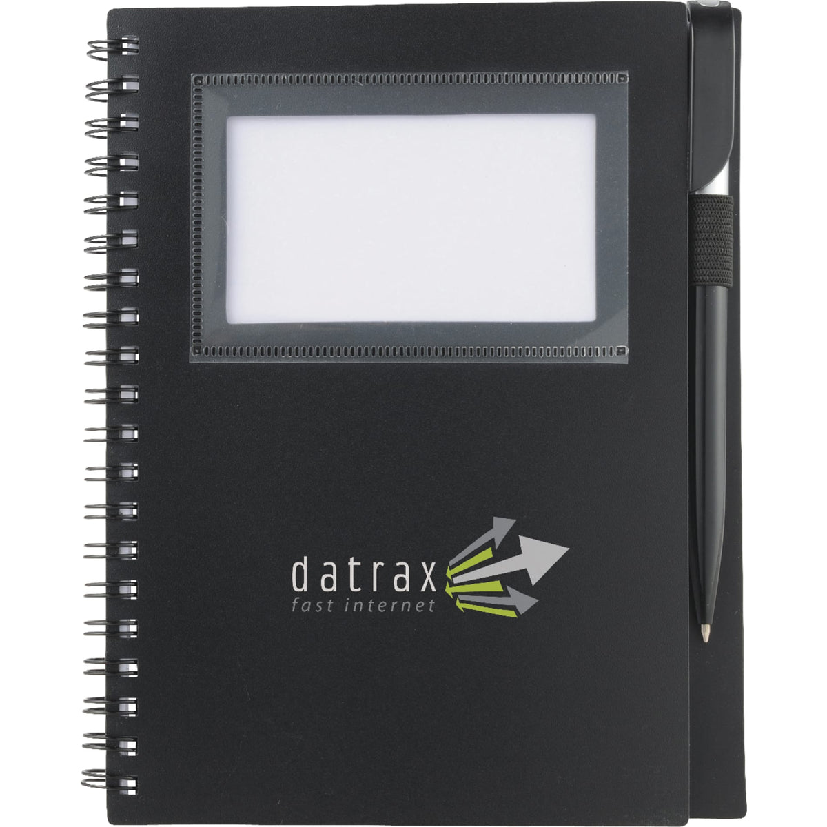 FSC® Mix 5.5" x 7" Star Spiral Notebook with Pen - Etchified - Etchified - SM-3457BK