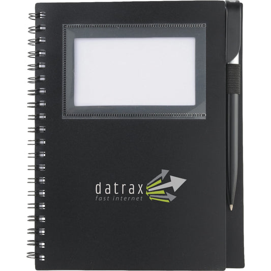 FSC® Mix 5.5" x 7" Star Spiral Notebook with Pen - Etchified - Etchified - SM-3457BK