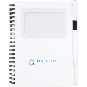 FSC® Mix 5.5" x 7" Star Spiral Notebook with Pen - Etchified - Etchified - SM-3457WH
