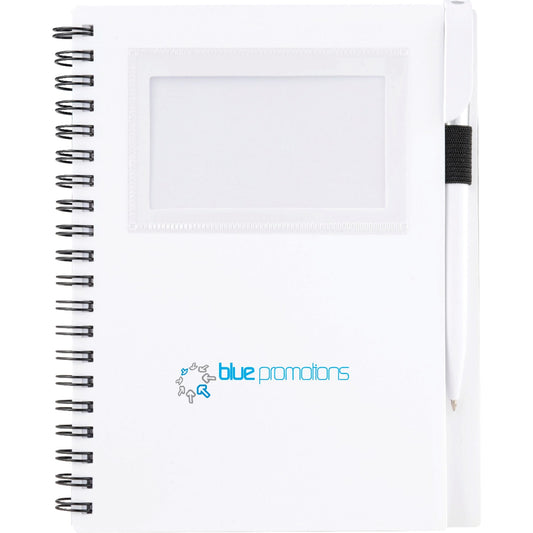 FSC® Mix 5.5" x 7" Star Spiral Notebook with Pen - Etchified - Etchified - SM-3457WH