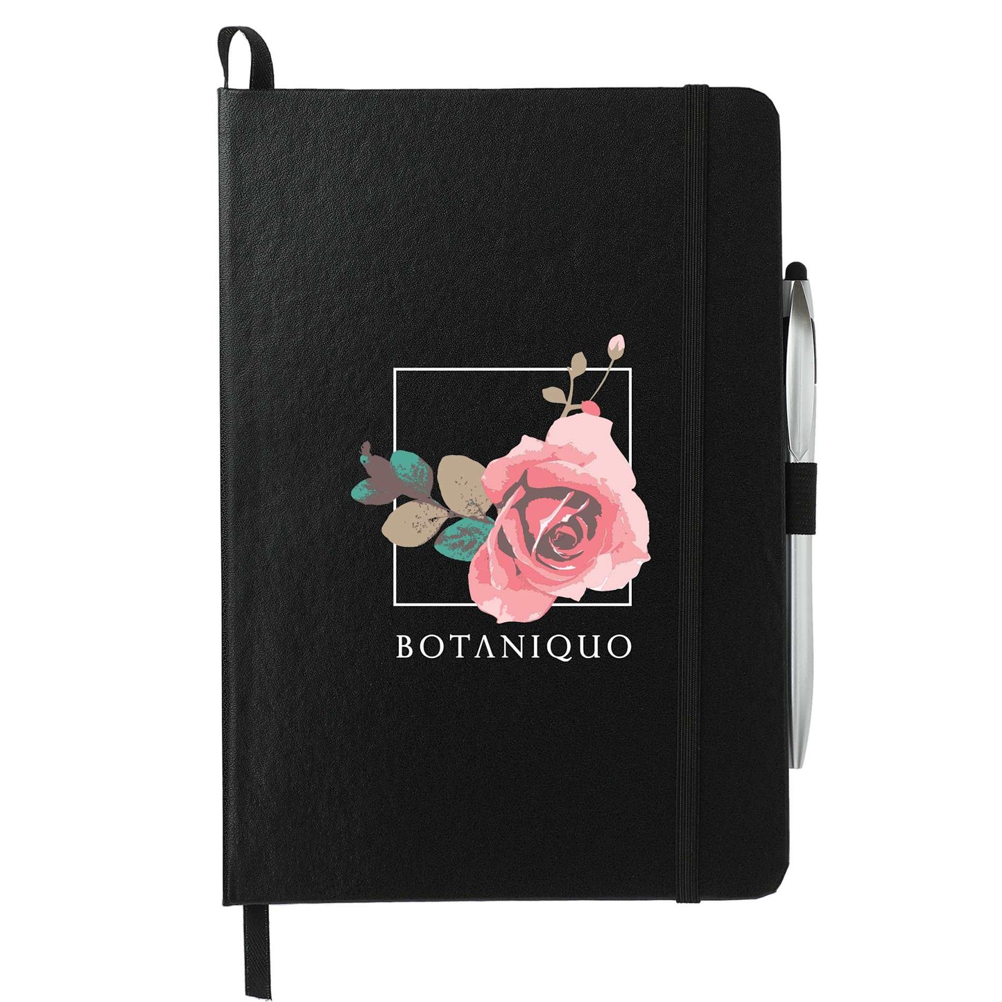 FSC® Mix 6" x 8.5" Crown Journal with Pen - Stylus - Etchified - Etchified - SM-3597BK