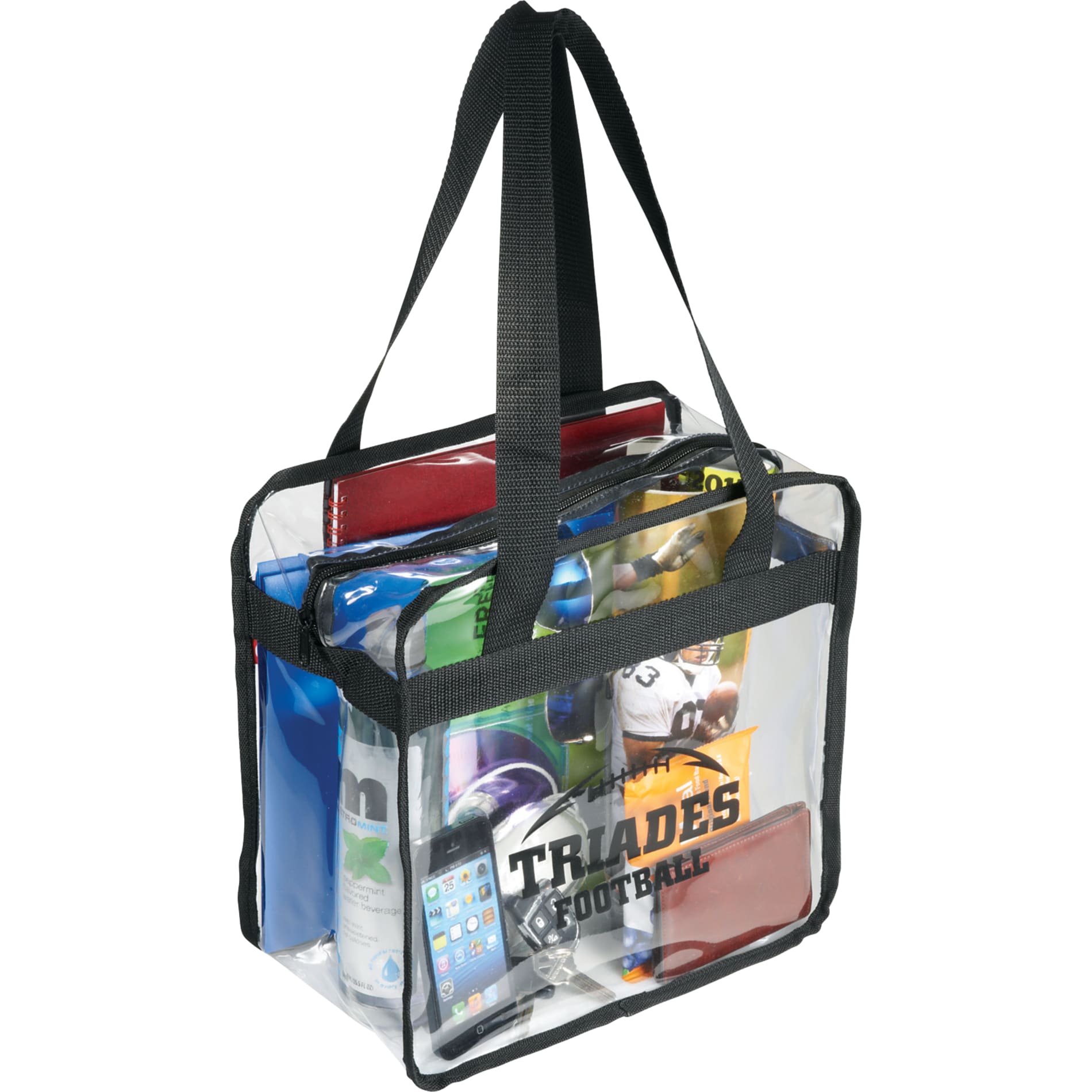 Game Day Clear Zippered Safety Tote - Etchified - Etchified - 2301-42BK