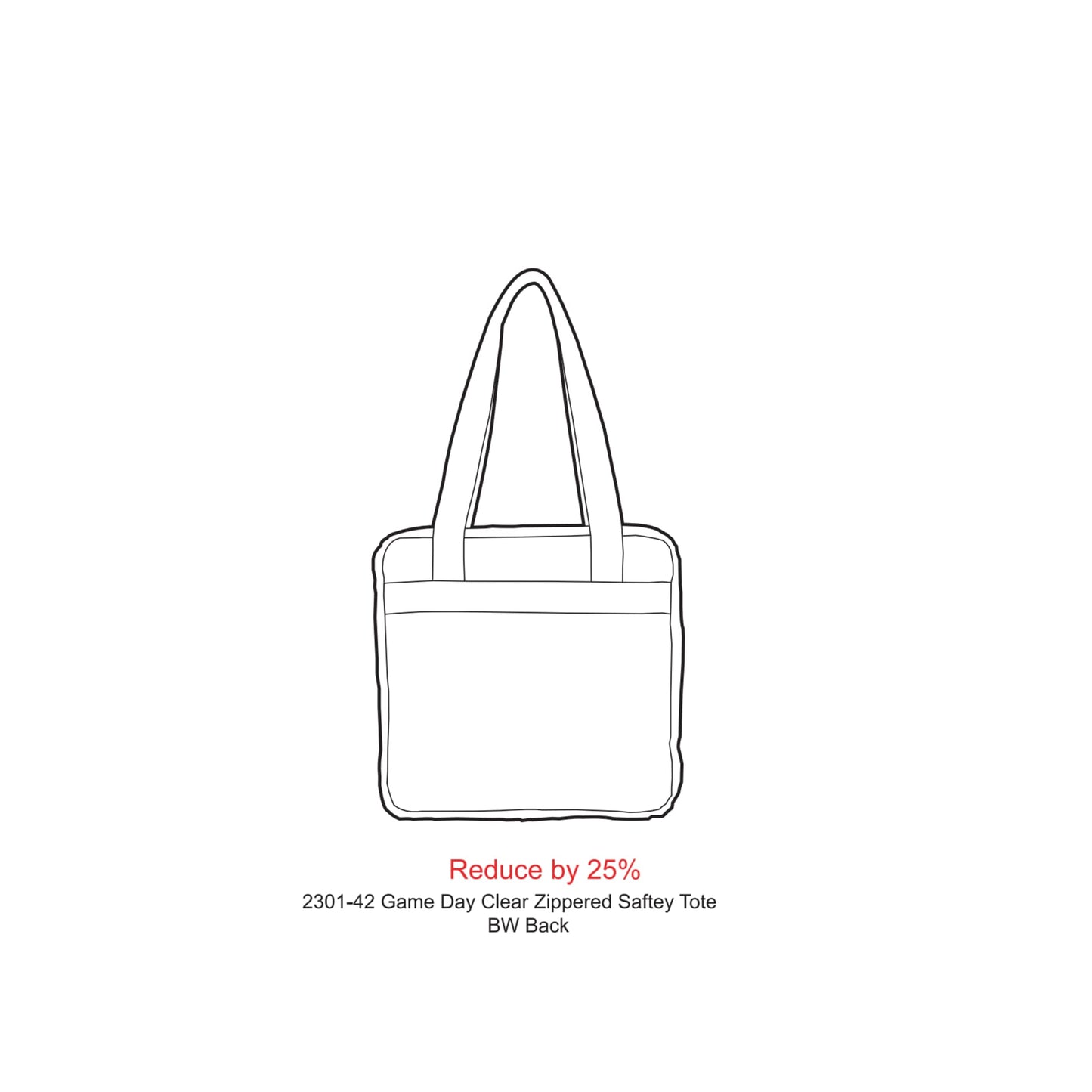 Game Day Clear Zippered Safety Tote - Etchified - Etchified - 2301-42BK
