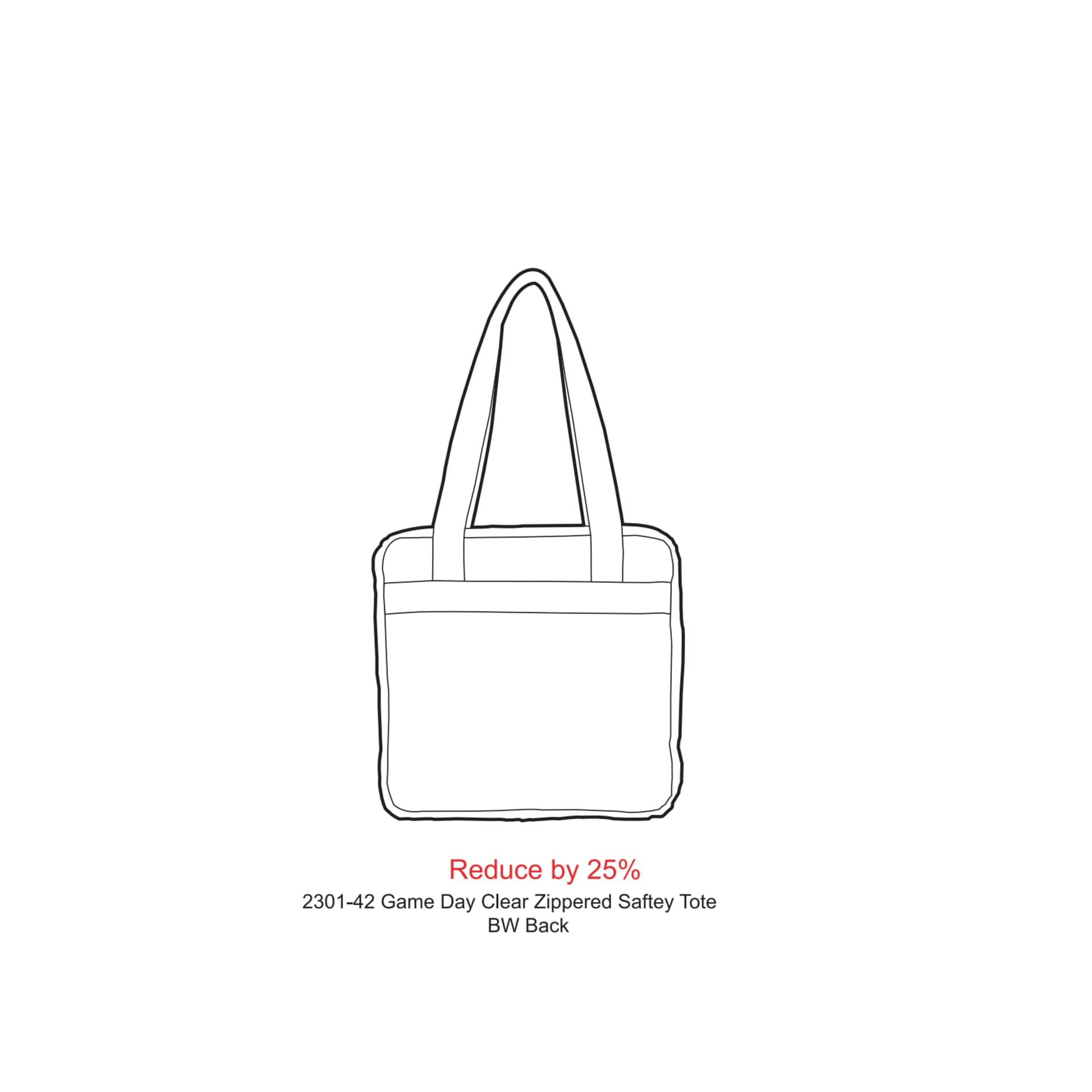 Game Day Clear Zippered Safety Tote - Etchified - Etchified - 2301-42BK