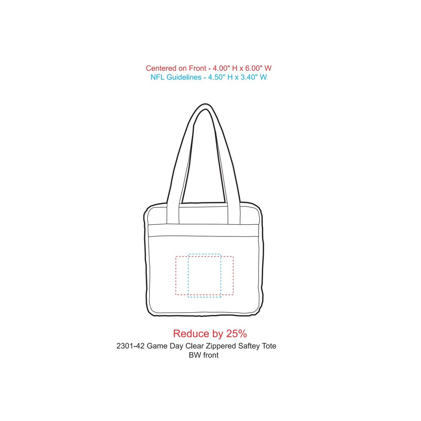 Game Day Clear Zippered Safety Tote - Etchified - Etchified - 2301-42BK